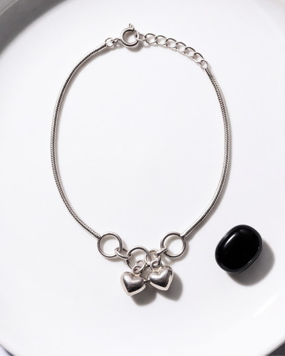 Twin Hearts Charm Bracelet
