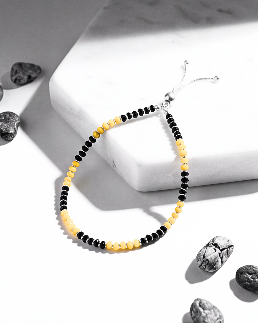 Eklavya Nazaria Noir & Sunshine Bead Anklet — catalog image 4
