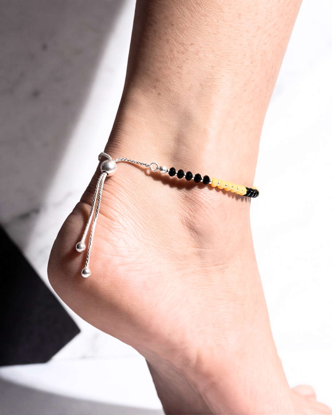 Eklavya Nazaria Noir & Sunshine Bead Anklet — catalog image 5