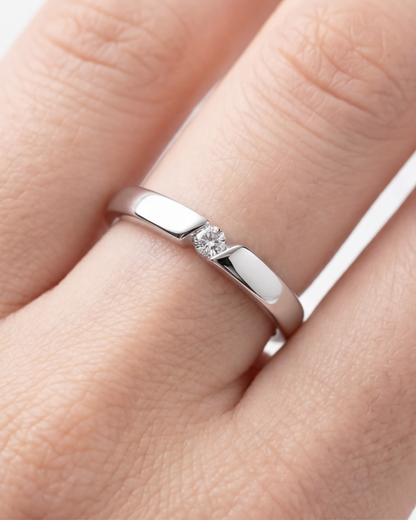 Luna Solitaire Band Ring
