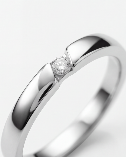 Luna Solitaire Band Ring