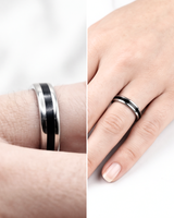 Unisex Noir Edge Band Ring