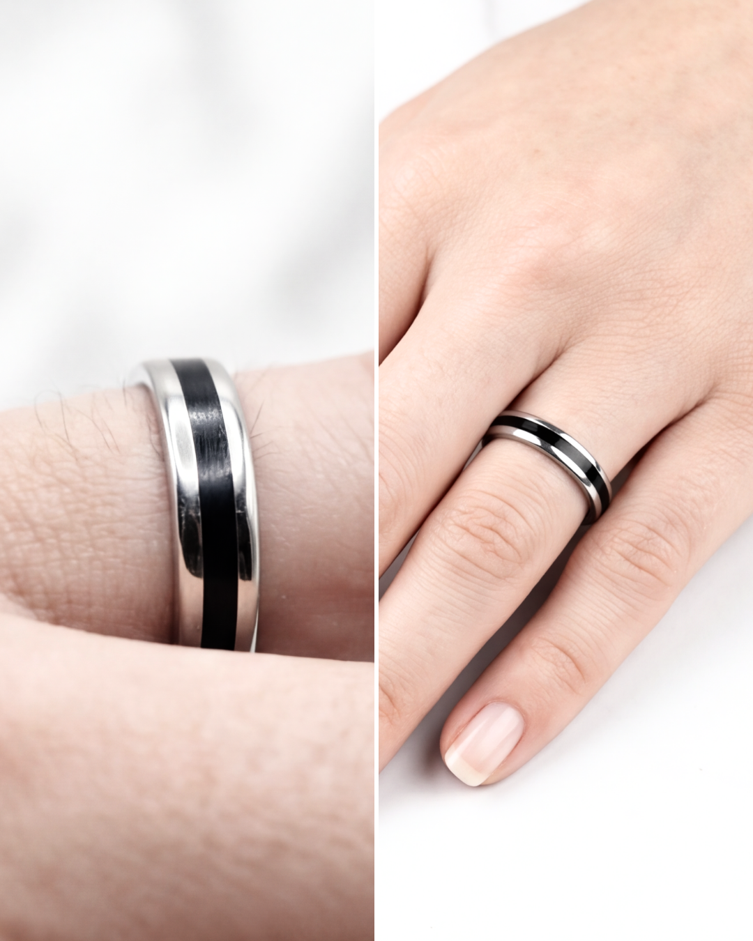 Unisex Noir Edge Band Ring