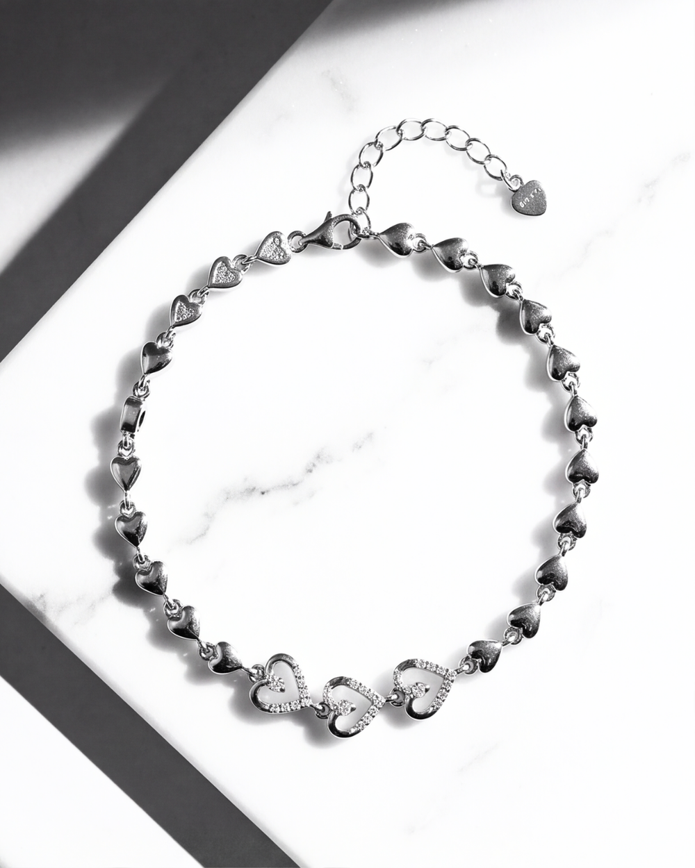 Triple Heart Silver Bracelet