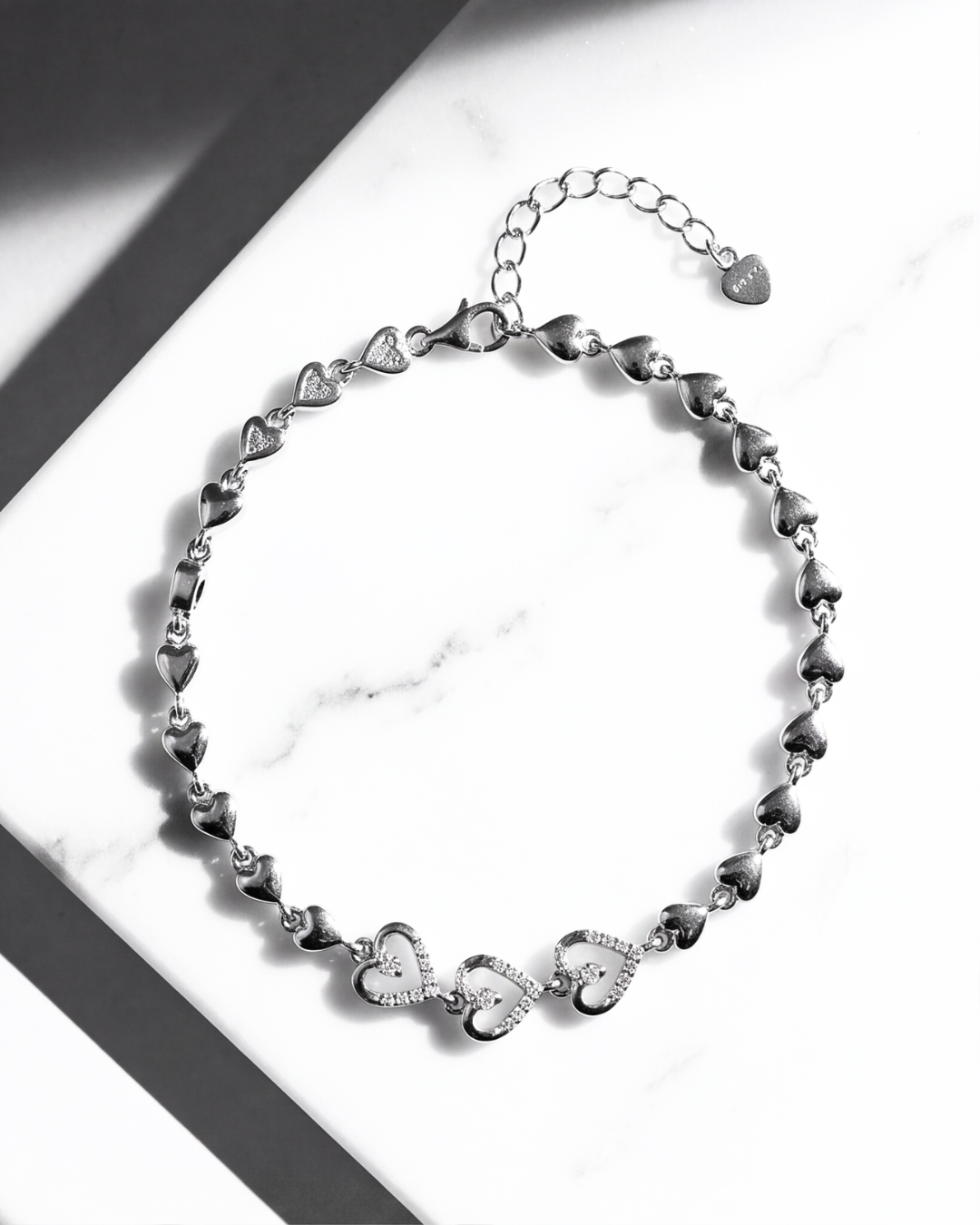 Triple Heart Silver Bracelet
