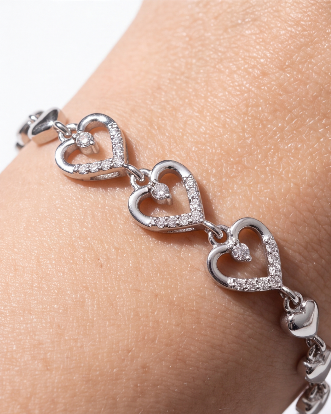 Triple Heart Silver Bracelet