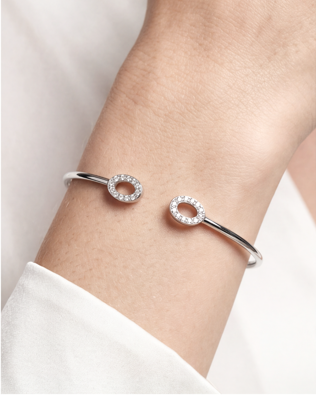 Halo Oval Open Cuff Bracelet
