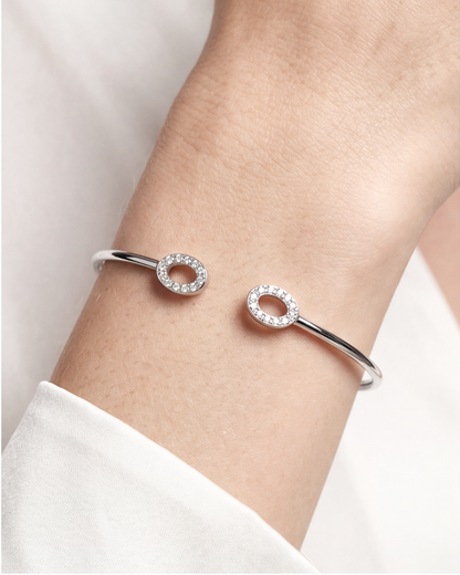 Halo Oval Open Cuff Bracelet
