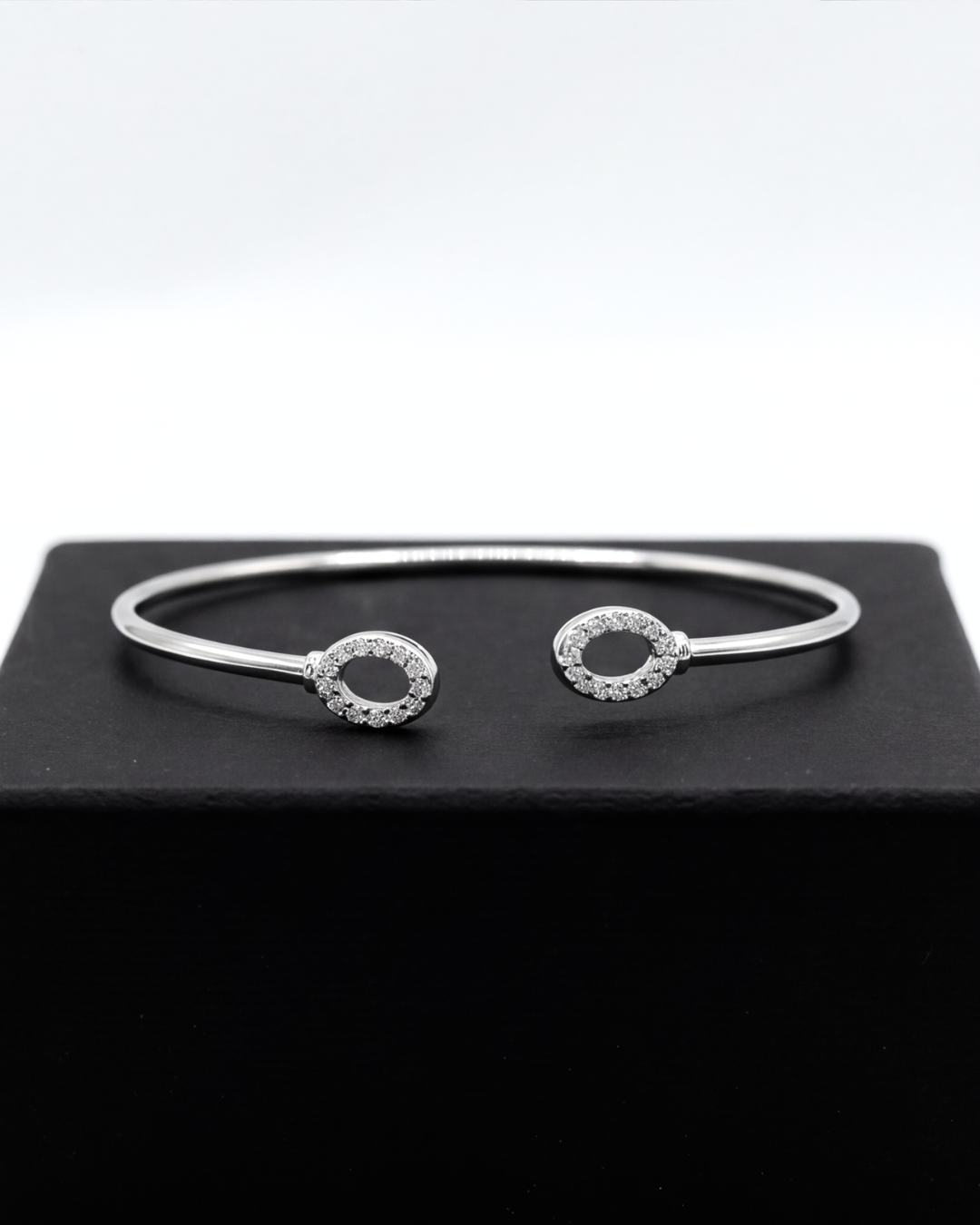 Halo Oval Open Cuff Bracelet
