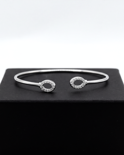 Halo Oval Open Cuff Bracelet
