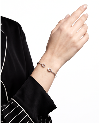 Halo Oval Open Cuff Bracelet