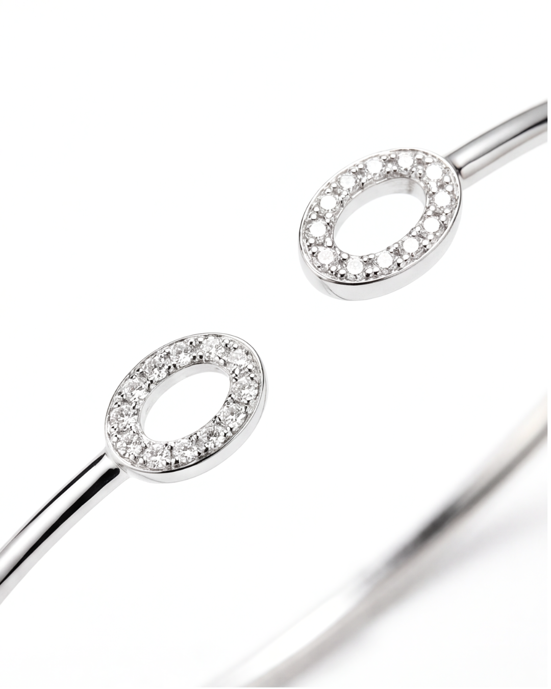 Halo Oval Open Cuff Bracelet