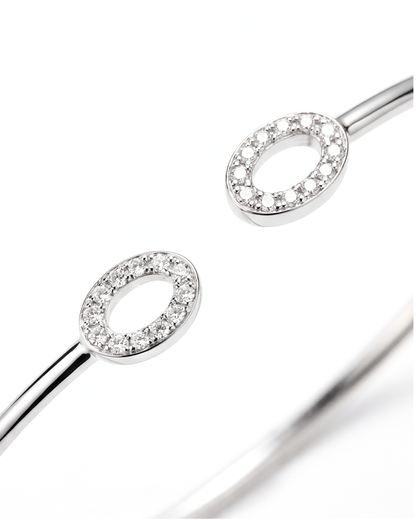 Halo Oval Open Cuff Bracelet
