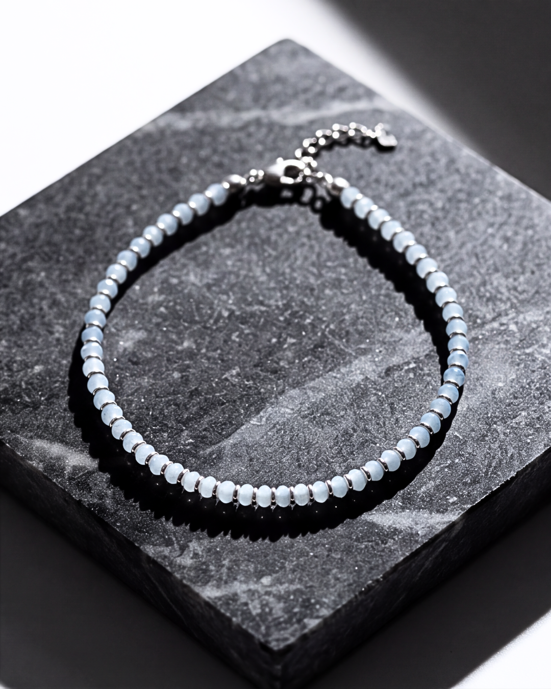Eklavya Nazaria Frost Blue Bead Anklet — catalog image 4