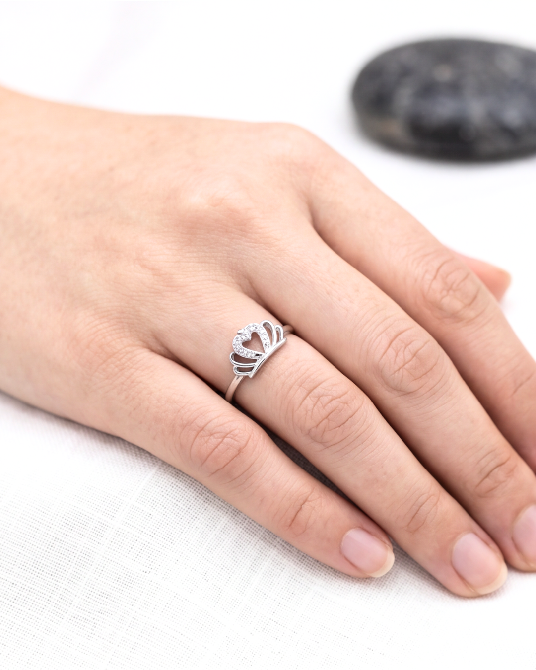 Princessa Heart Crown Ring