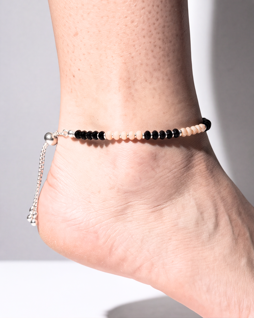 Eklavya Nazaria Blush Noir Bead Anklet — catalog image 1