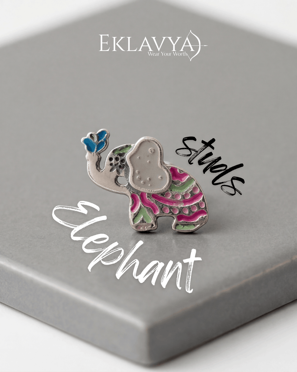 Elephant Enamel Stud Earrings