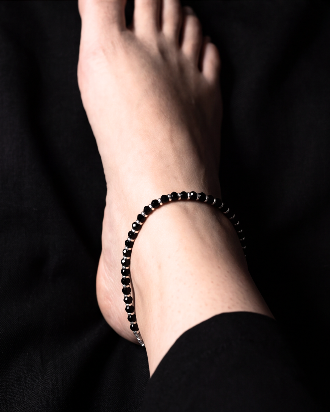 Eklavya Nazaria Noir Black Bead Anklet — catalog image 2