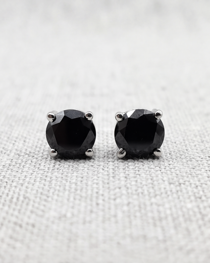 Unisex Black Solitaire Studs (S)
