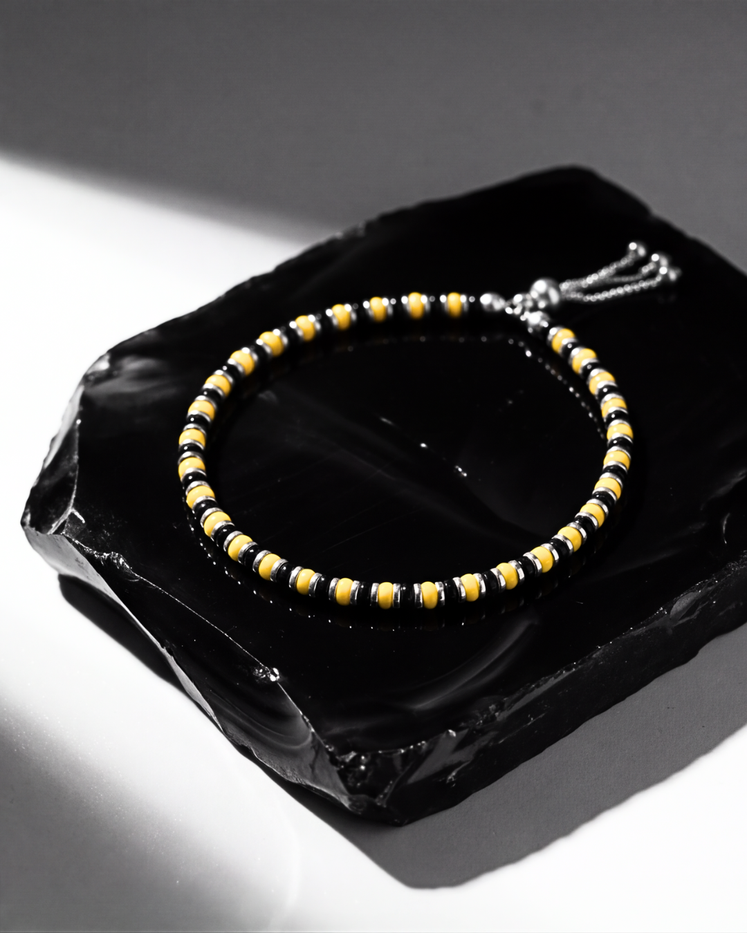 Eklavya Nazaria Noir & Gold Bead Anklet — catalog image 3