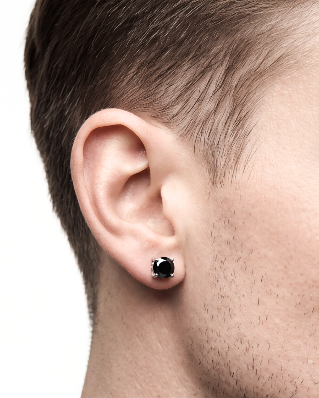 Unisex Black Solitaire Studs (S)