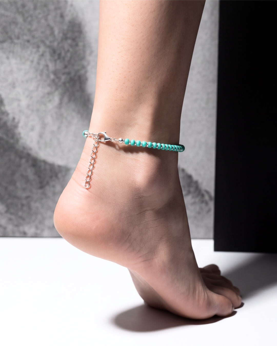 Eklavya Nazaria Emerald Aura Bead Anklet — catalog image 3