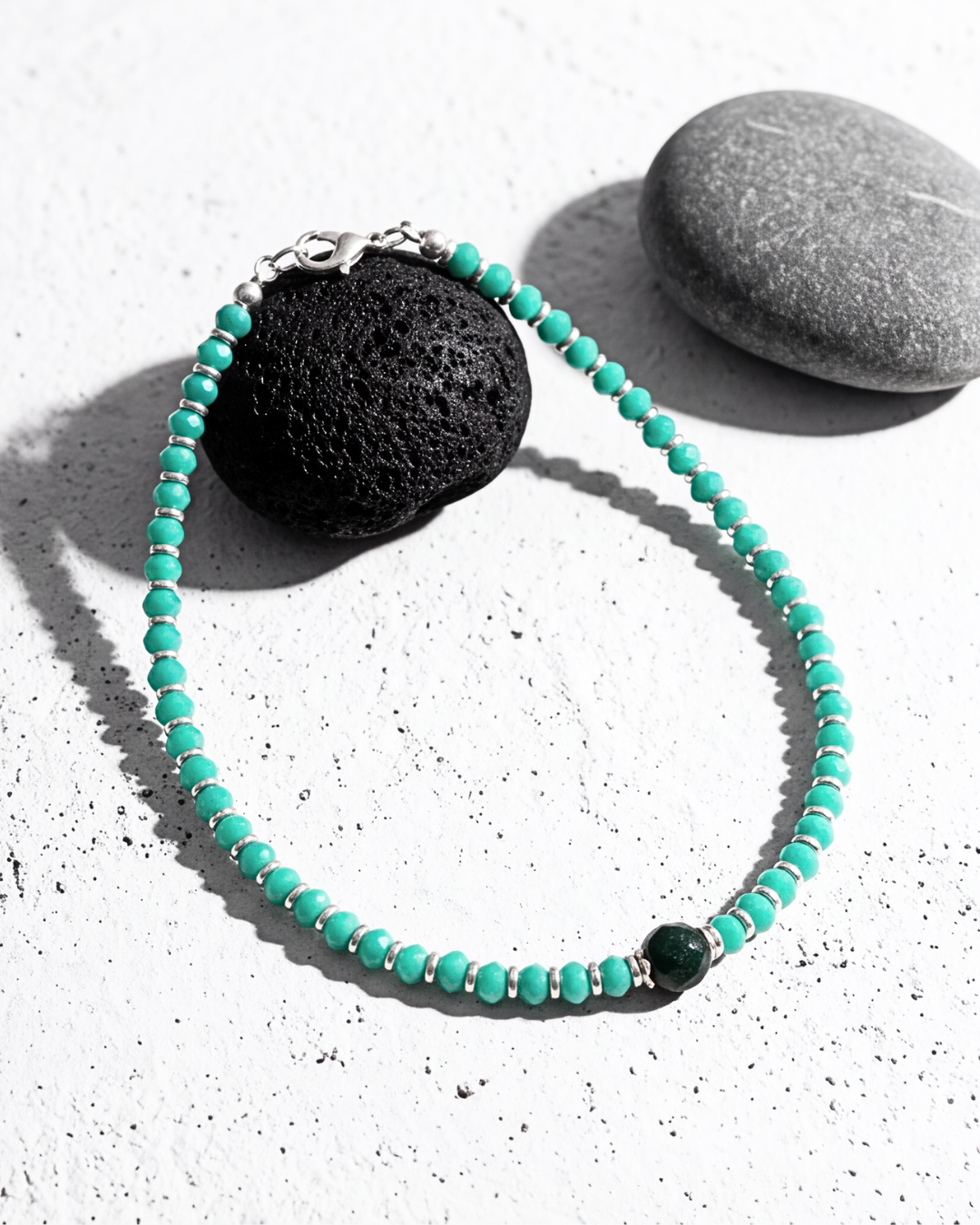 Eklavya Nazaria Emerald Aura Bead Anklet — catalog image 4