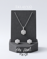 Hex Heart Pendant & Earrings Set