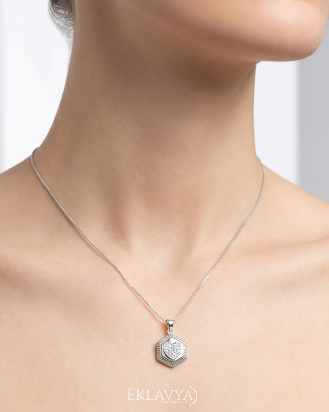 Hex Heart Pendant & Earrings Set