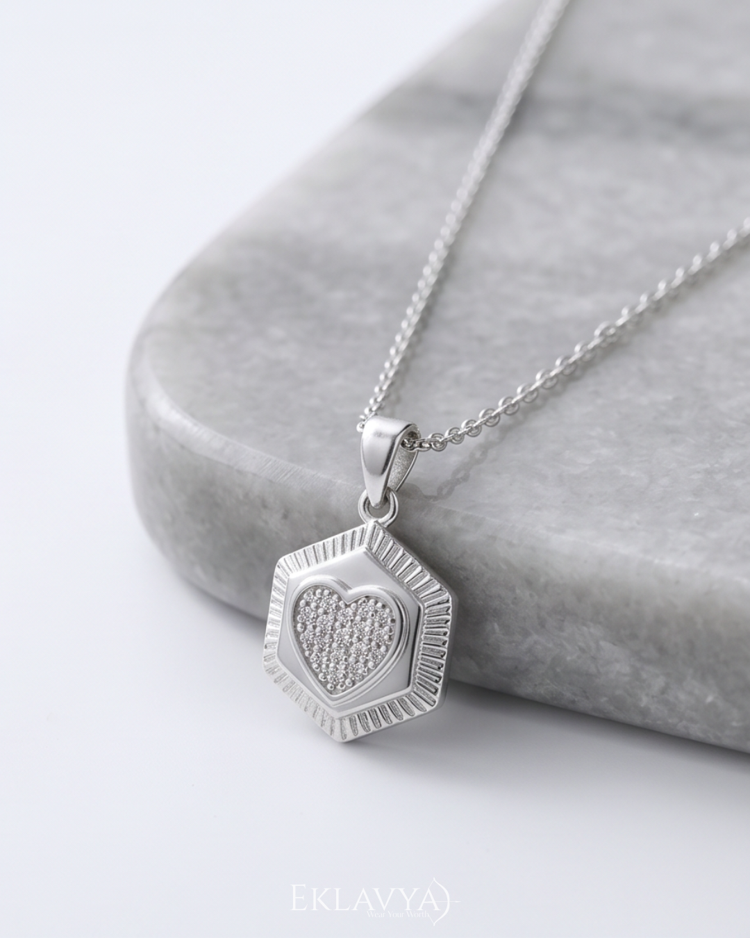 Hex Heart Pendant & Earrings Set