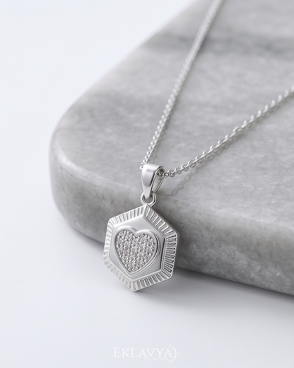 Hex Heart Pendant & Earrings Set