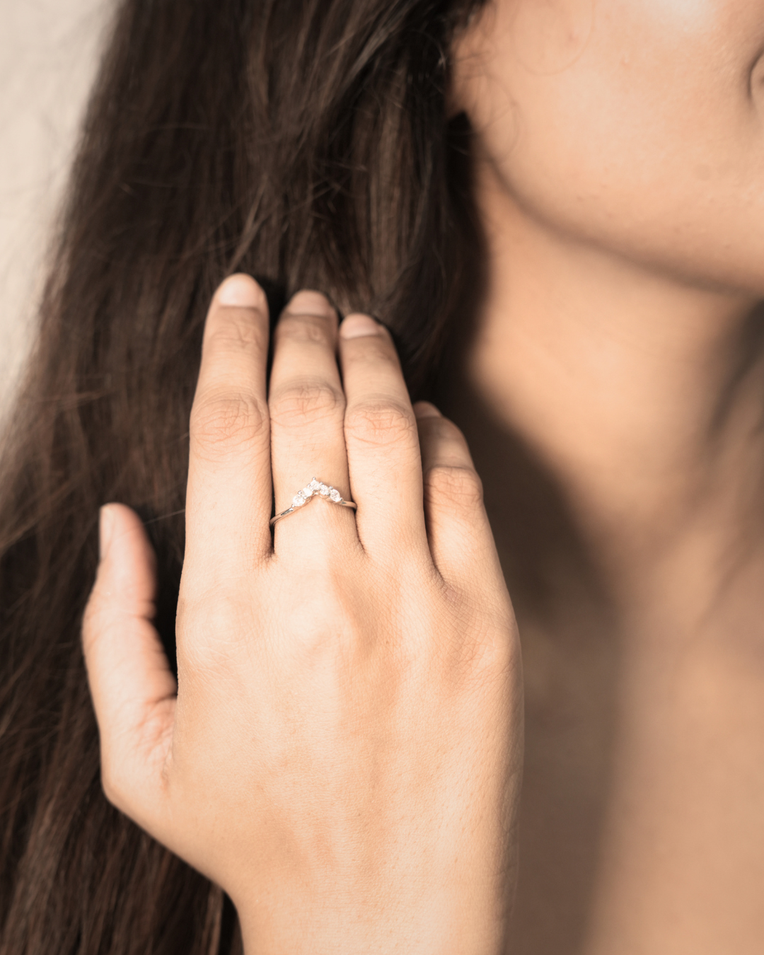 Silver Curved Stone Ring for Women — 925 Sterling Silver | Eklavya Silver