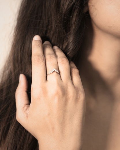 Silver Curved Stone Ring for Women — 925 Sterling Silver | Eklavya Silver