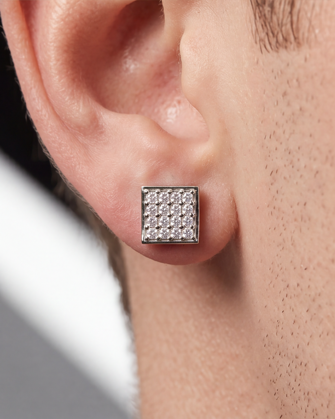 Unisex Square Pavé Studs