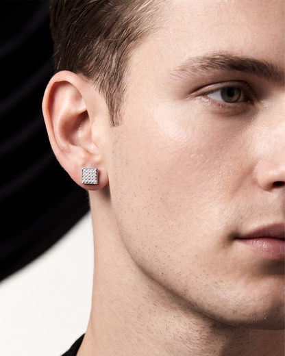 Unisex Square Pavé Studs