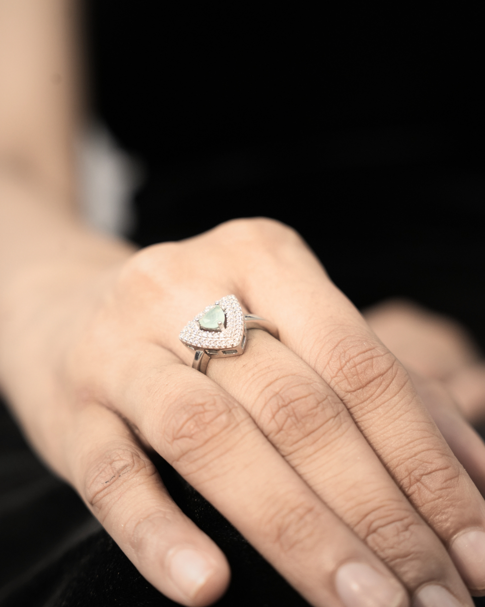 Aqua Tria Halo Ring