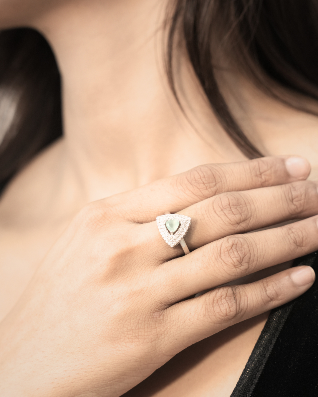 Aqua Tria Halo Ring