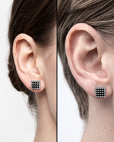 Unisex Black Square Pavé Studs