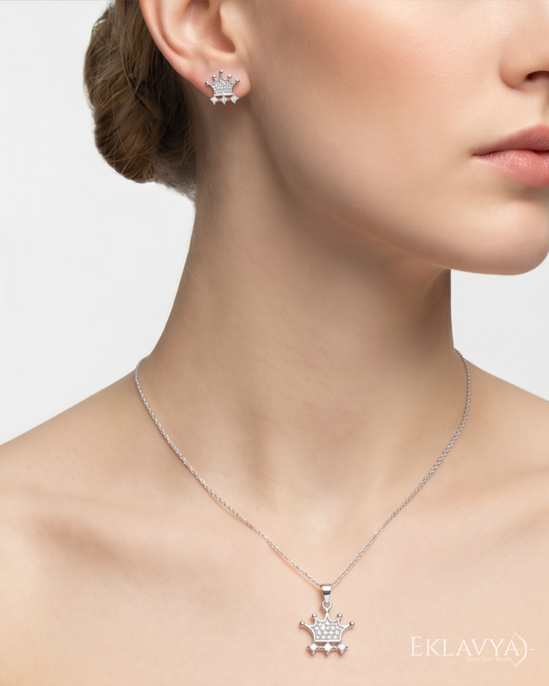 Royalé Crown Pendant & Earrings Set