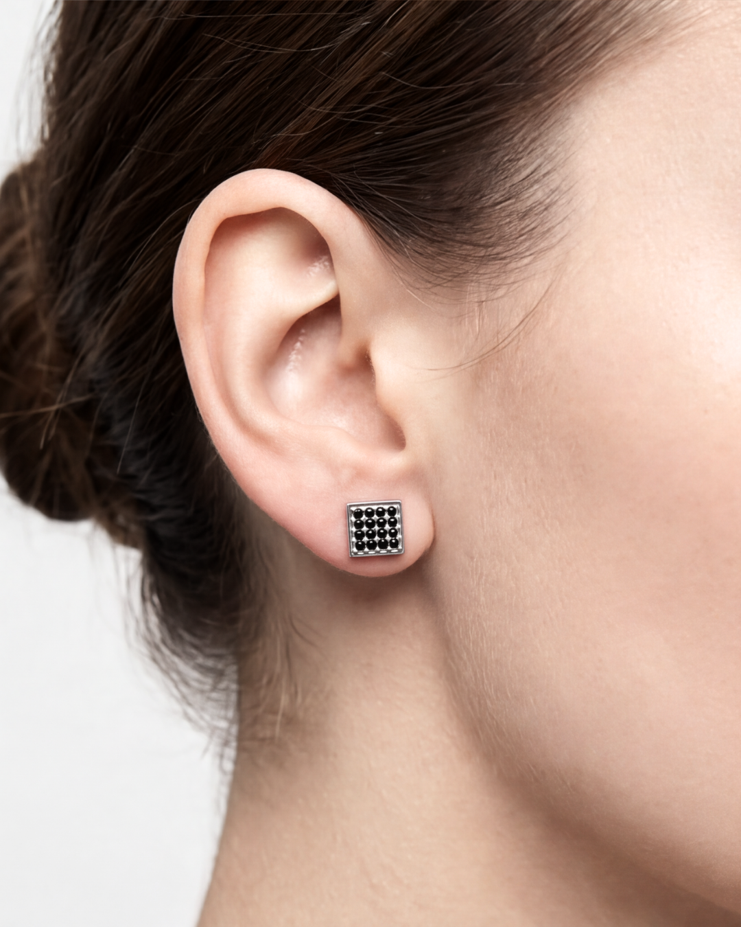 Unisex Black Square Pavé Studs