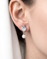 Crowned Pearl Heart Earrings