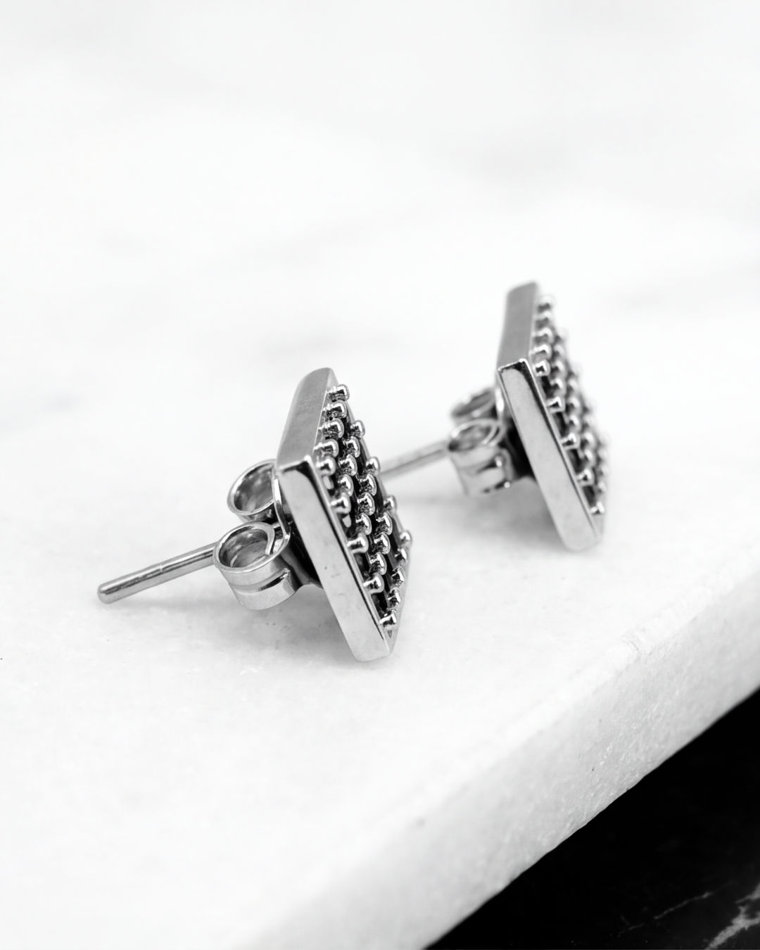 Unisex Black Square Pavé Studs