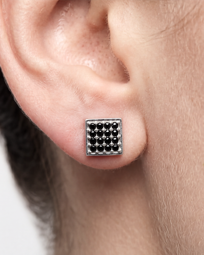 Unisex Black Square Pavé Studs