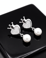Eklavya Crowned Pearl Heart Drop Earrings — catalog image 4