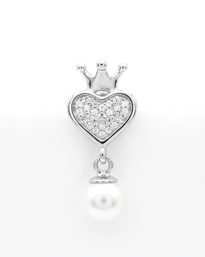 Crowned Pearl Heart Earrings