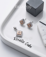 Roselle Cube Pendant & Earrings Set